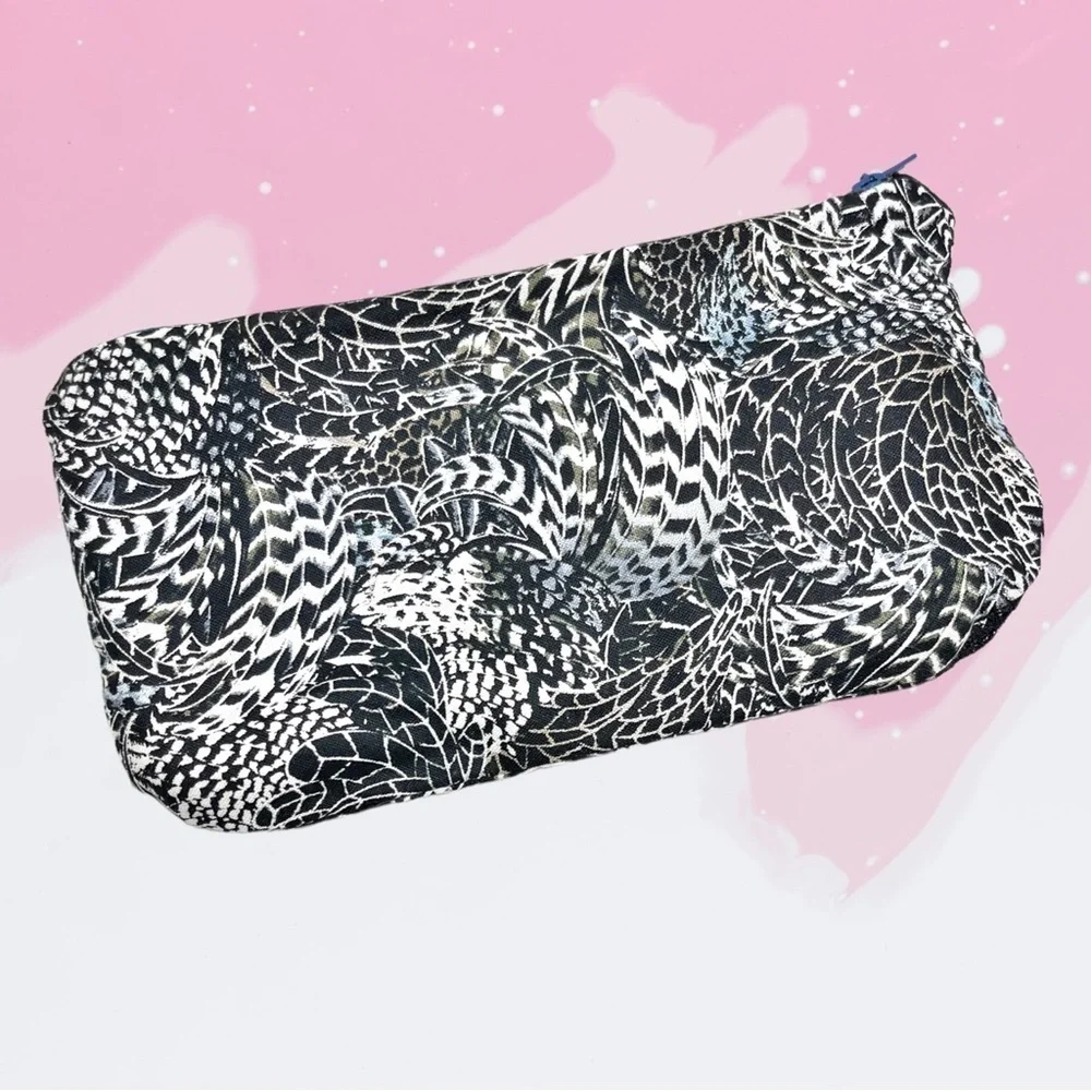 Waterproof Make Up Bag- Black Feather